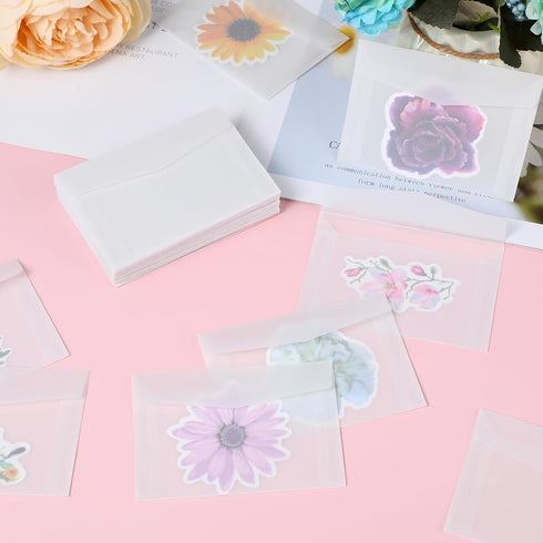 50 PCS Glassine Envelopes for Stamps, 3.9 × 2.7 Inch Glassine Paper Bags Stamp Envelopes, Clear Envelopes Stamp Collecting Supplies for Storing Ph...