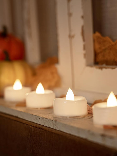 Flameless Candles, 12-Pack Tea Lights Candles Battery Operated Bulk, Flameless Tealight Candles, Realistic Tea Lights for Halloween Christmas Wedd...