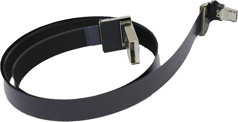 Long Flat Slim Thin Ribbon FPC Micro USB Male 90 Degree Angled up to Standard USB A Male 90 Degree Angled for sync and Charging Black (100CM Micro...