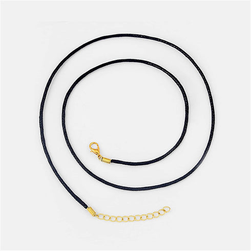 50 Pcs Black Necklace String Cord with Gold Snap Clasp 1.5 MM Waterproof Braided Leather Necklace Wax Rope Chain for Bracelets,Necklaces,Jewelry M...