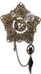 Women Men Steampunk Gears Brooch Wings Chain Pentagons Breastpin...