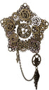 Women Men Steampunk Gears Brooch Wings Chain Pentagons Breastpin...