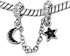 Link Safety Chain Moon Star Crystal Birthday Bead Charms for Bracelets for Women Jewelry...