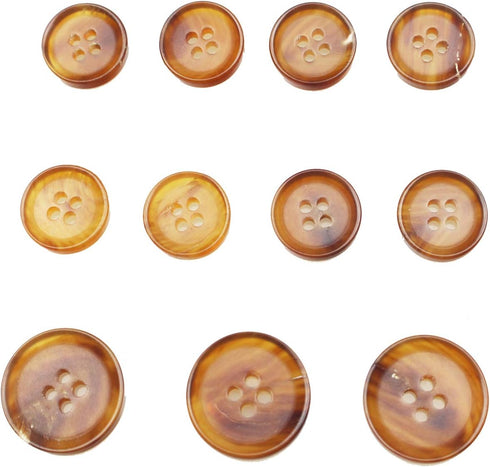 11 Pieces Genuine Natural Horn Blazer & Suits Button Set - for Blazer, Sport Coat, Uniform, Jacket (Light Brown)...