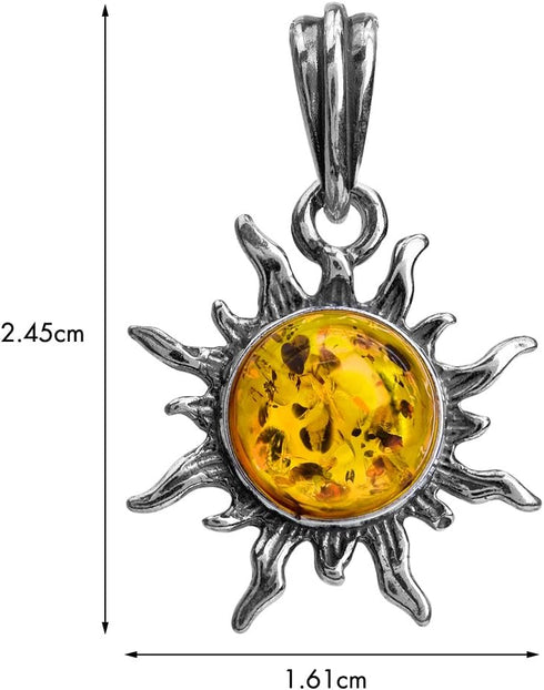 Ian and Valeri Co. Amber Sterling Silver Flaming Sun Pendant Necklace 18 Inches...