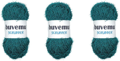 Scrubber Yarn for Crocheting Knitting Dishcloths Washcloths Crafty Items, 100 Gram (3.53 Ounces) 88 Yards (80 Meters) (Teal) (3 Skeins)...
