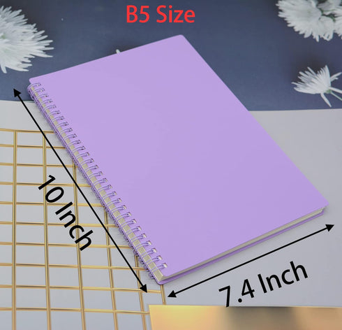 Yansanido Spiral Notebook, 4 Pcs 10 Inch x 7.4 Inch B5 Thick Plastic Hardcover 7mm College Ruled 4 Color 80 Sheets -160 Pages Journals for Study, ...
