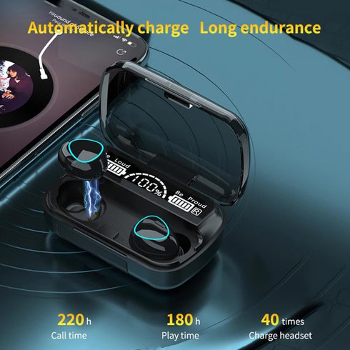 VIVIDUS Wireless Earbuds M10, Earphones with Wireless Charging Case, IPX8 Waterproof, 9D Stereo Noise Cancelation, 180 Hours Playtime, Touch Contr...