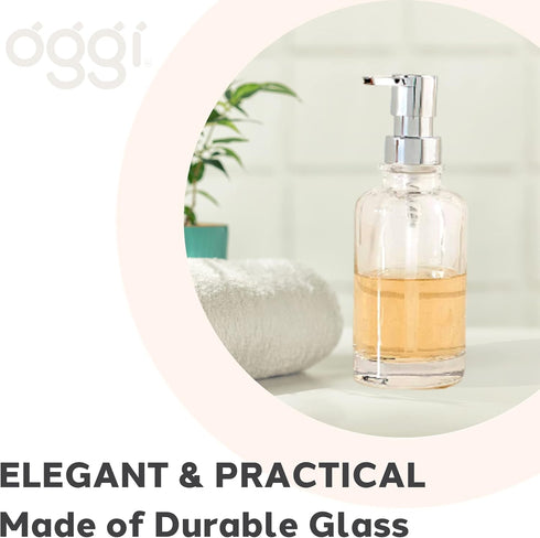 Oggi 12oz Round Glass Lotion and Soap Dispenser for Kitchen or Bath-Clear...