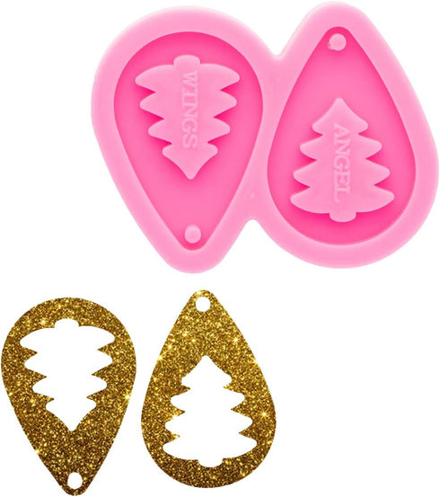 Super Glossy Christmas Tree Style Earring Silicone Molds Silicone Earring Mould Resin Earring Mold for DIY Epoxy Resin Jewelry Making Keychain Pen...