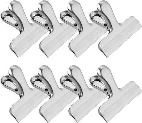 Chip Clips & Stainless Steel Heavy-Duty Food Bag Clips 8 Packs - Large and Durable with 3 Inch Wide, Perfect for Air Tight Seal Grips on Coffee,Fo...