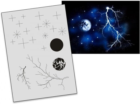 AS-027 flash Airbrush Stencil Template Step by Step Size M...