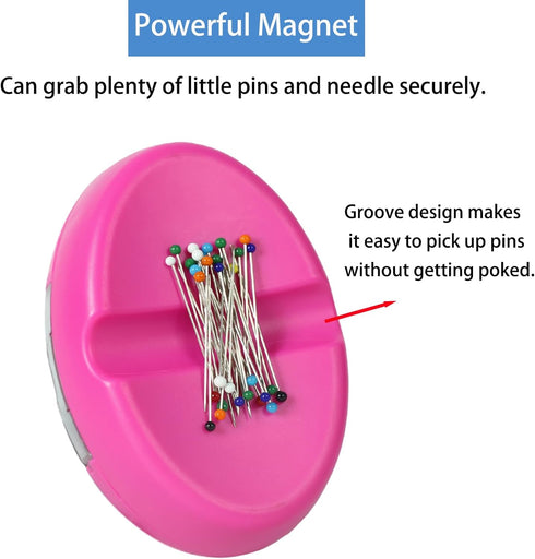 Hilltian Magnetic Pin Holder with 100 PCS Plastic Head Pins, Magnetic Pincushion with Drawer for Sewing Quilting (Pink)...