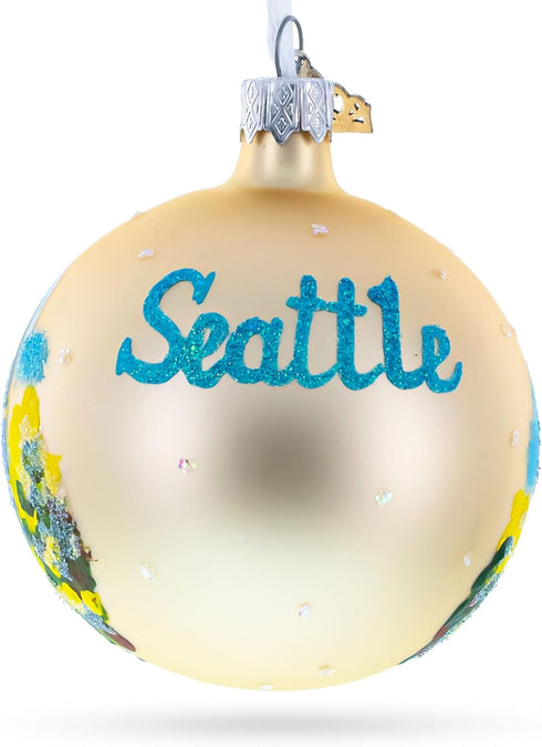 Seattle, Washington Glass Ball Christmas Ornament 3.25 Inches...