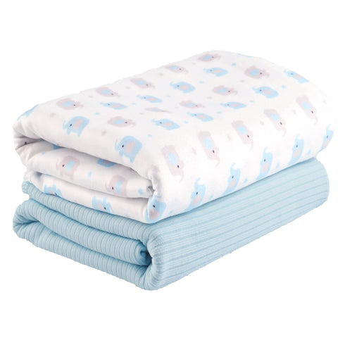 Viviland Jersey Swaddle Blanket, Ultra Soft Stretchy Receiving Blanket, Baby Boy Newborn Swaddle Wrap, 40 x 30 inches, 2 Pcs, Elephant...
