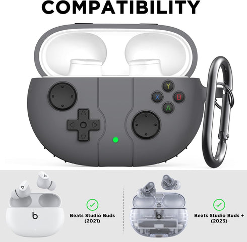 Silicone Case for Beats Studio Buds Case Cover, 2021/2023 New Beats Studio Buds, Wireless Earbuds Silicone Case Accessories with Keychain, Dark Gr...