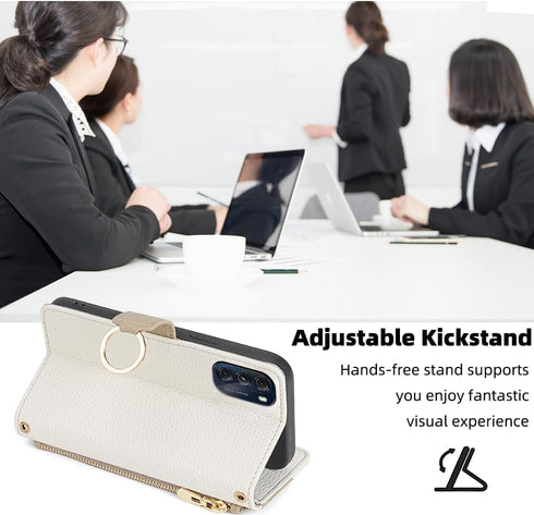 Asuwish Phone Case for Motorola Moto G 5G 2023 Wallet Cover with Tempered Glass Screen Protector and Mirror PU Leather Flip Cover Ring Card Holder...