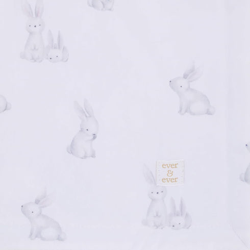 NoJo Sweet Bunny White, Pink, and Gray Super Soft Plush Sherpa Baby Blanket...