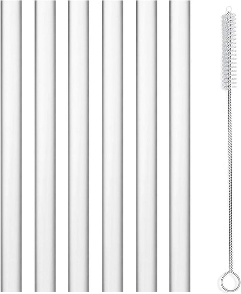 ALINK Extra Wide Reusable Clear Silicone Boba/Bubble Tea Straws, 14mm X 10" Larger Opening Flexible Smoothie Straws, Pack of 6 with Cleaning Brush...