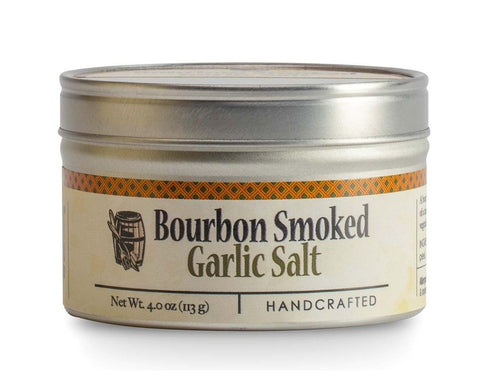 Garlic Salt - Handcrafted Bourbon Smoked Salt Blended with Garlic - 4 Ounce Tin...