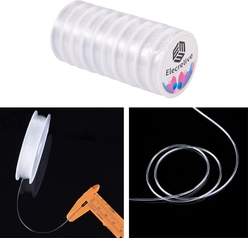 Elecrelive 10 Rolls 0.6mm Clear Elastic Bracelet String Stretchy Beading Crystal Thread Elastic Bead Cord 114 Yards for DIY Necklace Jewelry Makin...