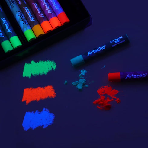 Artecho Neon Oil Pastels Set of 12 Colors (10x70mm), Soft Oil Pastels for Art Painting, Drawing, Blending, Oil Crayons Pastels Art Supplies...