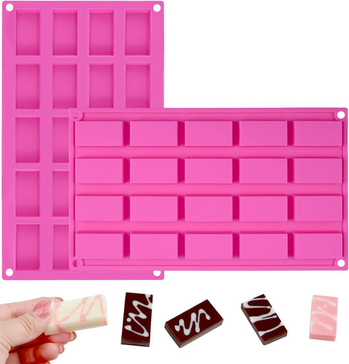 Sakolla 2 Pack Chocolate Bars Silicone Molds, Rectangles Candy Bars Molds, Making Chocolate,Rice Crispy Pops, Caramels, Dessert, Energy Bar and So...