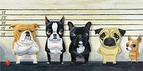 buyartforless The Lineup by Brian Rubenacker 24x12 Art Print Poster Wall Decor Dog Humor Cute Funny Dogs Police Lineup...