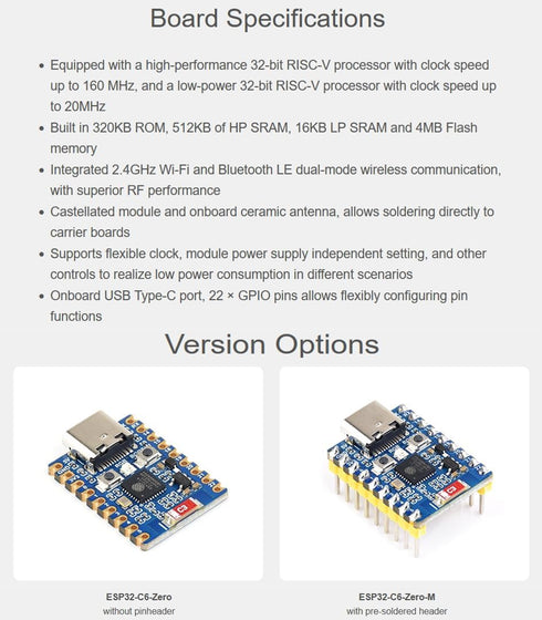 ESP32 Development Board ESP32-C6 Mini Development Board, Based on ESP32-C6FH4 Dual Processors 160MHz Running Frequency 2.4GHz WiFi 6 & Bluetooth 5...