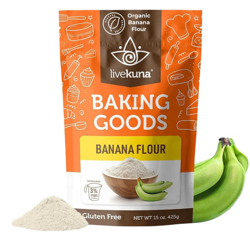 LiveKuna Organic Banana Flour - Gluten Free All Purpose Flour Alternative For Baking & Cooking Recipes - Grain Free Vegan Banana Flour, Rich In Fi...