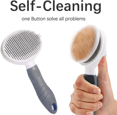 Cat Grooming Brush, Self Cleaning Slicker Brushes for Dogs Cats Pet Grooming Brush Tool Gently Removes Loose Undercoat, Mats Tangled Hair Slicker ...