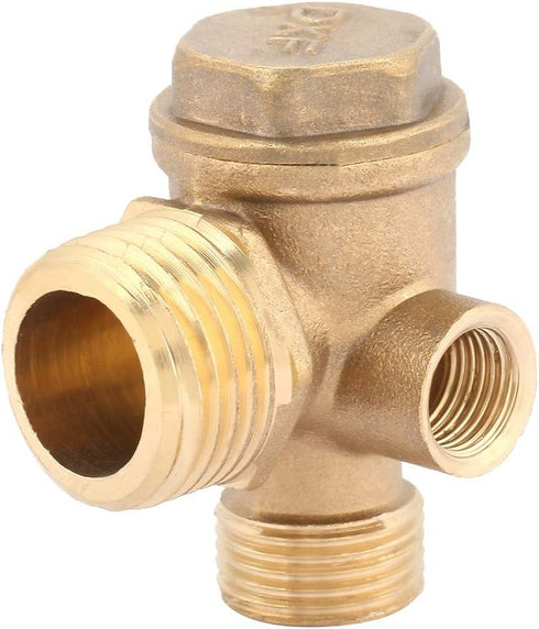 Air Compressor Check Valve, 3-Way Brass Male Threaded Air Compressor Check Valve Tube Central Pneumatic Tool G1/2" x G3/8" x G1/8"...