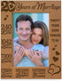 KATE POSH - 20 Years of Marriage, Our 20th Anniversary Engraved Natural Wood Picture Frame, Twenty Years Together, Wedding for Husband & Wife (5x7...