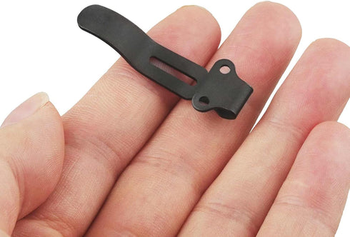 2 Pack Deep Carry Pocket Clips with 4 Pieces Screws, Stainless Steel Pocket Knife Clip Replacement for Benchmade Bugout 535 and More, Anodized Fin...