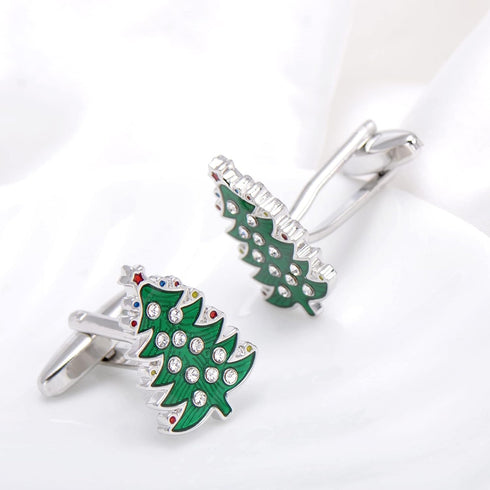 Green Christmas Tree Shaped Cufflinks...