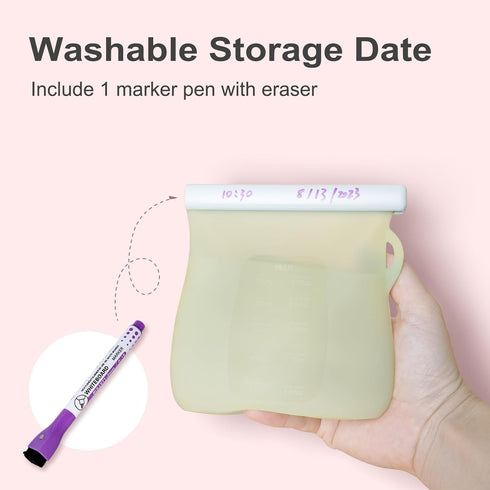 Reusable Breast Milk Storage Bags | 8.5oz Silicone Breast Milk Storage Bags Freezer, 7pcs Double Seal, BPA Free Breastmilk Storage Container for B...