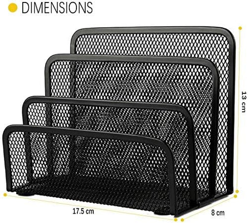 wishacc Folder Holder Desk, 2 Pack Mail Organizer Letter Holder for Desk Metal Mesh with 3 Vertical Upright Compartments...