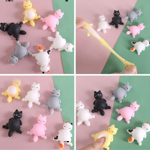 16pcs Mochi Squishy Toys Set, Mini Kawaii Animals Squishies Pack Fidget Toys for Kids - Cat Party Favors, Fidget Toys Packs, Birthday Gifts for Bo...