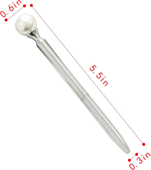 6 Pieces False Pearl Decoration Twist Metal Ballpoint Pen Ball Pen 1.0 MM Black Ink...