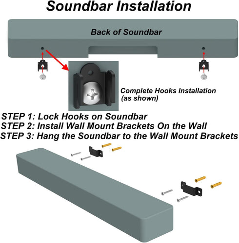 Speaker Wall Mount for Samsung, Sony, Vizio, Roku, and More Rear Speakers, Wall Mounting Brackets for Satellite Speakers, Surround Sound Speaker, ...