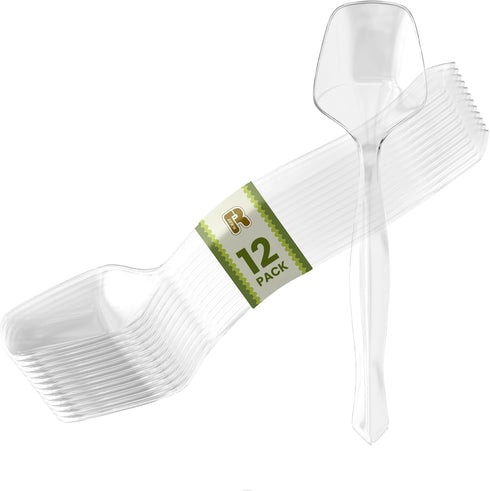 12 Pack Plastic Serving Spoons For Buffet - Clear Plastic Serving Utensils For Hot And Cold Food - Disposable Serving Utensils For Parties, Holida...