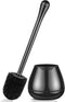 Toilet Brush and Holder, Toilet Bowl Brush and Holder with Long Handle, Plastic Holder Easy to Hide, Drip-Proof, Easy to Assemble, Deep Cleaning...