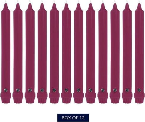 Colonial Candle Unscented Taper Candle, Classic Collection, Mulberry, 12 in, Pack of 12 - Up to 10 Hours Burn...