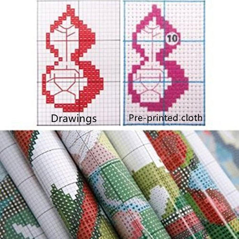 CaptainCrafts Cross Stitch Kits, Stamped Cross Stitch Printed Fabric Embroidery Kit Full Range Landscapes Flowers Greenery Kits for Beginner Adult...