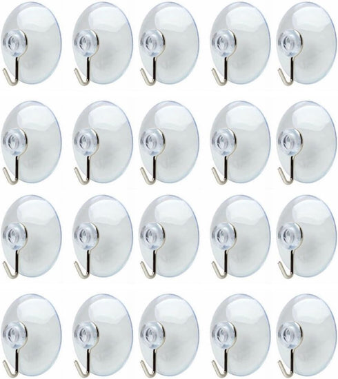 20Pcs Clear Suction Cups with Hooks PVC Plastic Transparent Sucker Hanger Industrial Hooks for Daily Home Decoration and Organization,Storage and ...