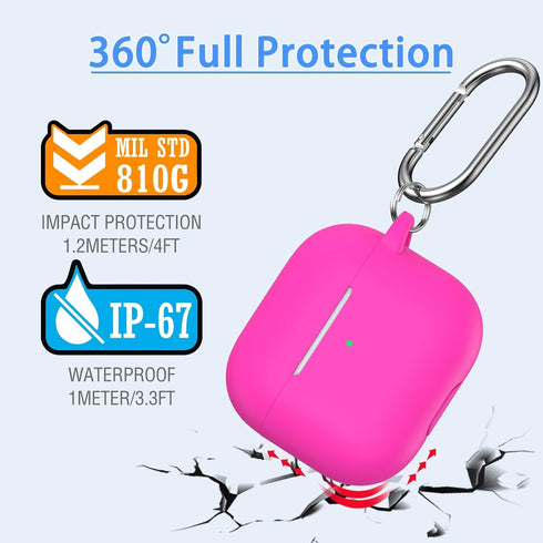 AirPods 3rd Generation Case Cover 2021, Military Grade Anti-Fall Soft Silicone Shock-Absorbing Protective AirPods 3 Case Skin with Keychain and Cl...