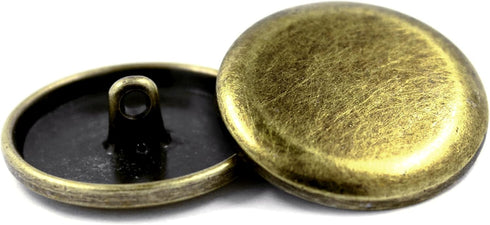 Bezelry 12 Pieces Beveled Edge Antique Brass Metal Shank Buttons. (25mm (1 inch))...