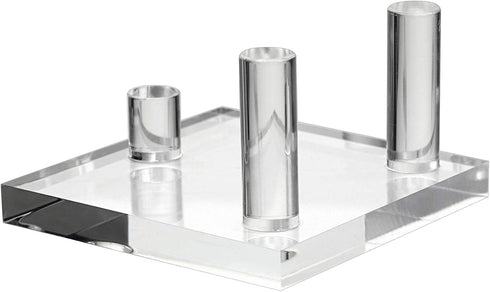 Hipiwe Clear Acrylic Display Stand - Three-Peg Display Easel Stands for Fossil Coral Geodes Rock Mineral Agate Small Collectibles, Set of 4...