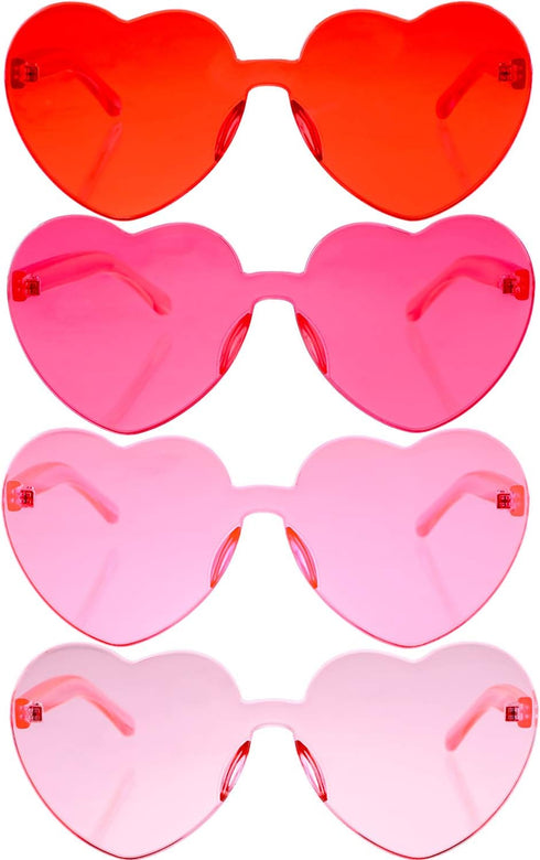 4 Pieces Heart Shaped Sunglasses for Women Men Christmas Valentine's Day Frameless Glasses...