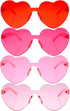 4 Pieces Heart Shaped Sunglasses for Women Men Christmas Valentine's Day Frameless Glasses...